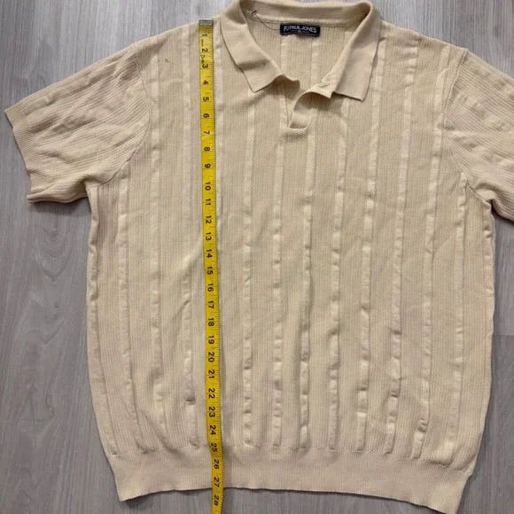 PJ Paul Jones Mens Polo Shirt Beige Textured Knit Short Sleeve Casual Golf XL - Picture 4 of 14